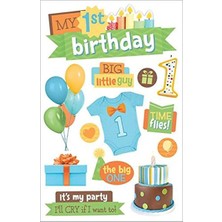 TeknoKapsül Productions 3D Çıkartmalar 4.5"x8.5"-1st Birthdayy-Boy