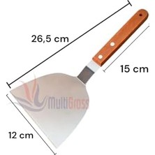 TeknoKapsül Ahşap Saplı Paslanmaz Çelik Spatula, Metalik