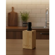 TeknoKapsül Barotti Bambu Sıvı Sabunluk, Dikdörtgen Tasarım, Siyah Pompalı, Banyo Mutfak Için Doğal Bambu Sa
