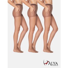 Alya Underwear Kadın Külotlu Çorap, Parlak Ince, 15 Denye, Fit, 3\'lü Paket