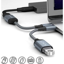 TeknoKapsül Livx USB 3.0 To Type-C Çevirici Dönüştürücü 60W Hızlı Şarj Desteği 15 cm Kablolu Otg Adaptör ile Uy