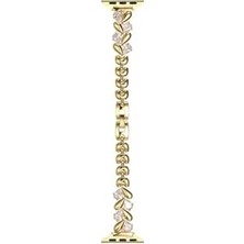 TeknoKapsül - 44MM Kordon Taşlı Ince Metal Kordon 103 - Altın