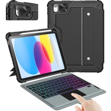 TeknoKapsül Ipad 11. Nesil (A16)/10. Nesil Klavyeli Kılıf 10.9 Inç, Kalem Tutucu, 7 Renkli Arkadan Aydınlatmalı