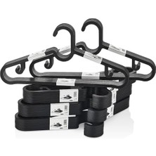 TeknoKapsül Slim Askı 10'lu Set - Siyah Ince Profil Elbise Askısı - 39X17 cm Dolap Içi Yer Kazandıran Sağlam Kı