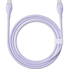 TeknoKapsül Pudding Hızlı Şarj Özellikli Type-C To Type-C Kablo 100W, 1.2 Metre, Mor