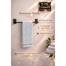 TeknoKapsül Banyo Siyah 304 Paslanmaz Uzun Havluluk, Havlu Askısı | Güçlü Yapışkan | 5 Yıl