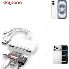 TeknoKapsül NK1032 Type-C Lightning Usb-A To 2x Usb3.0 Sd Tf Pd Kart Okuyucu Çevirici Hub Adaptör