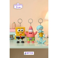 Bytex Store Sünger Bob 3'lü Anahtarlık Seti - Sünger Bob, Patrick ve Squidward Çanta Süsü Charm