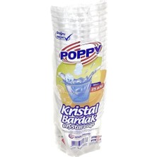 TeknoKapsül Poppy Şeffaf Plastik Kristal Bardak - 180 Cc. - 180 Ml. - 25 Adetlik 1 Paket