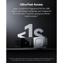 TeknoKapsül Jumpdrive Fingerprint F35 128 GB USB 3.0 Sürücü, 400 Mb/s'ye Kadar OKUMA/300 Mb/s Yazma, USB