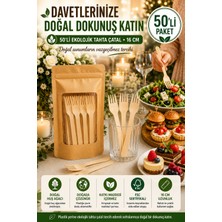Open City 50'li Ekolojik Tahta Çatal 16 cm Doğal Huş Ağacı Kullan At Davet Parti Organizasyon Çatalı