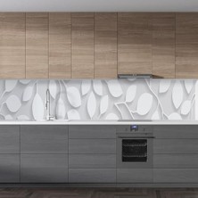 TeknoKapsül Mutfak Tezgah Arası Folyo Kaplama Folyosu Beyaz Yapraklar 60X200 cm