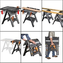 TeknoKapsül Worx WX051 Çok Fonksiyonlu Katlanabilir Çalışma Tezgâhı + 2 Adet Işkence