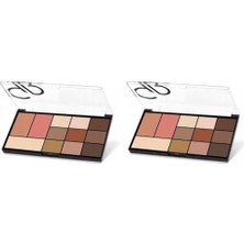 TeknoKapsül City Face & Eye No: 01 Warm Nude - Allık, Bronzer, Aydınlatıcı 9'lu Far Paleti (2 Paketi)