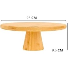 TeknoKapsül Bambu Yuvarlak Pasta Börek Sunumluk Standı -24 x 9,5 cm Doğal Şık Servis Tablası