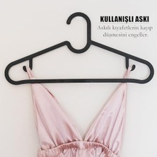 TeknoKapsül Plastik Slim Askı, Elbise Askısı, Siyah Askı (Standart, Adet, 20)