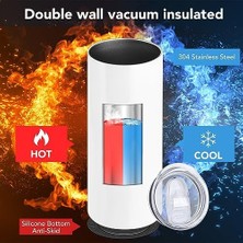 TeknoKapsül 1 Paket Süblimasyon Bardakları 20OZ Sıska Paslanmaz Çelik Çift Duvar Yalıtımlı Düz Bardak Kapaklı V