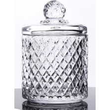 TeknoKapsül Lüx Kristal Büyük Cam Şekerlik & Cam Lokumluk, Kesme Cam Lüx Şekerlik 13CM*7.8CM - 06640
