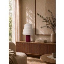 Nuaen Dune Large Premium Dekoratif Ateş Kırmızı Abajur - 35 cm - Modern Salon ve Ofis Lambası