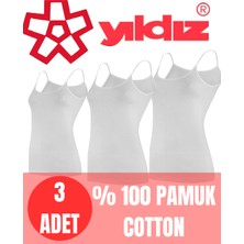 Charm Yıldız 3'lü Kadın Ribana Pamuklu Ip Askılı Atlet -  Esnek Ince Askılı Kadın Fanila