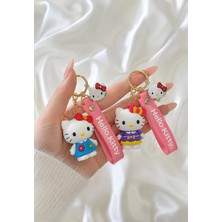 eklektis ( 1 Adet) Hello Kitty 3D Renkli Sevimli Silikon Büyük Boy Anahtarlık & Çanta Süsü