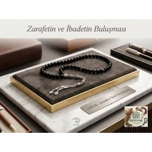 Adiyak Cam Oniks Taşı Erkek Tesbih - 8 mm Küre Kesim Siyah Doğal Taş Tesbih