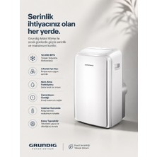 Grundig Taşınabilir Kilima- 12000 Btu A Sınıfı Alman Teknolojisi - Portatif Mobil Klima - Gacm 12002