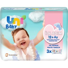 Uni Baby Ilk Adım 3X52 Islak Mendil 100 Yaprak Tüm Cilt Tipleri İçin Pratik Temizlik