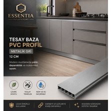 ESBH Tesay Pvc Baza Profili 12 cm Metalik Gri 90 cm – Mutfak Dolabı Süpürgelik Profili