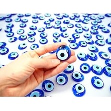 TeknoKapsül Cam Nazar Boncuğu, Delikli, 3 Cm, Yuvarlak, Mavi, El Sanatları Takı Yapımı Için, 20 Adet