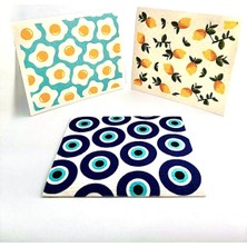 TeknoKapsül Swedish Dishcloth Isveç Bezi Renkli Desenli 3'lü Paket, Sürdürülebilir, Tekrar Kullanılabilir, Tüm