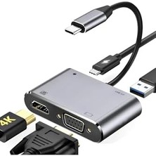 TeknoKapsül CF02 Uyumlu Type-C™ To 4K Hd 1080P Hdmı/vga/pd Şarj/usb 3.0 4ın1 Çevirici Hub Adaptör