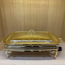 TeknoKapsül Anne Altın Kaplama Isıtıcılı Dikdörtgen Yemek Servis 46 x 25 x 19 cm