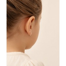 Sarezza Gold 14 Ayar Altın Pembe Beyaz Taşlı Sıralı Çocuk Halka Küpe
