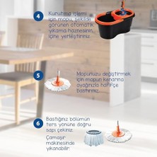 TeknoKapsül Macro Focus Otomatik Temizlik Seti, Pedalsız Döner Sıkmalı 360 Başlıklı Mikrofiber Paspas