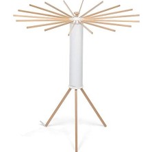 TeknoKapsül Ahtapot Myhome Çamaşır Askısı, Alüminyum/pvc/ahşap Kayın, Beyaz, 112 x 112 x 121 Cm, Reggiera Doğal