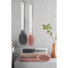 TeknoKapsül Uzun Saplı Silikon Vücut Masaj Fırçası – Banyo Lifi | Ergonomik Saplı, Çift Yüzeyli Duş Fırçası