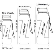 TeknoKapsül 1500ML Pipetli Ölçü Skalalı Şeffaf Gövde Tritan Su Matarası
