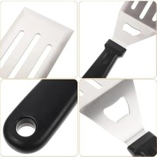 TeknoKapsül Paslanmaz Çelik Geniş Mutfak Spatulası - Dayanıklı Sert Plastik Saplı Omlet Çevirici, Esnek Balı