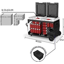 TeknoKapsül K95D 12/24VOLT 95 Litre Akülü/kablolu/çift Bölmeli Kompresörlü Tekerlekli Oto Buzdolabı/dondurucu (