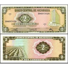 Emir Koleksiyon Coin & Paper Collection Nikaragua 1972 Yılı 2 Cordobas Kağıt Para Çil ( Unc ) Koleksiyon Para