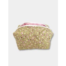 TeknoKapsül Makyaj Çantası | Makeup Bag | Kapitone Bakım Seyahat Kozmetik Çantası (Yeşil)