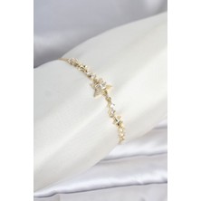 Mç Plus Erb Gold Renk Pirinç Yıldız Model Asansörlü Kadın Bileklik