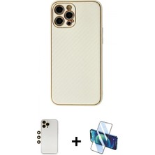 Pileli Store Pilelistore™ iPhone 12 Pro Max Kılıf Ahenk Işık - Siyah 3D Antistatik Cam Ekran Koruyucu + Shine Kamera Lens - Gd
