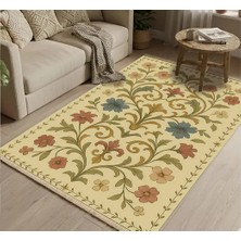 Vivense Bej Kır Çiçeği Vintage Dokuma Taban Halı, 397 Yng, 120X180 cm