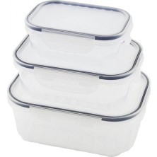 MiraLive 3pcs Quick Sızdırmaz Saklama Kabı Seti Şeffaf Kap - Buğulu-Contalı Kapak  500-1000-1700ML (4887)