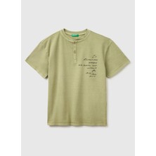 United Colors Of Benetton Haki Erkek Çocuk Işlemeli T-Shirt 3PCMC10TO