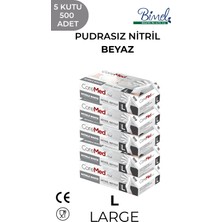 CoreMed Nitril Beyaz Muayene Eldiveni L - 5 Paket 100 lü