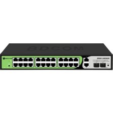 Bdcom S1500-24P2G2S-370W 24 Port 10/100/1000 24 Port Poe 2 Port Uplınk +2 Sfp 370W Yonetılemez Rack Mount Swıtch