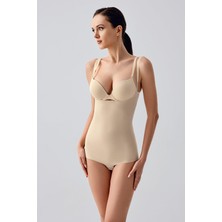 Cotonhause Kadın Lazer Kesim Askılı Göğsü Açık Ten Slip Korse C0T4N2963